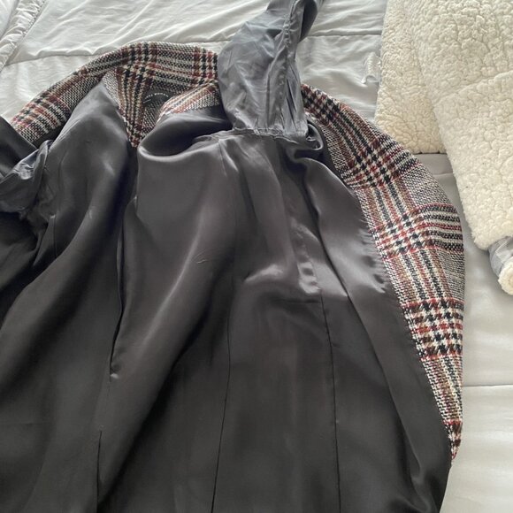 ZARA CHECK COAT One Button Fastening Kate Middleton Princess of Wales Style - Picture 12 of 16